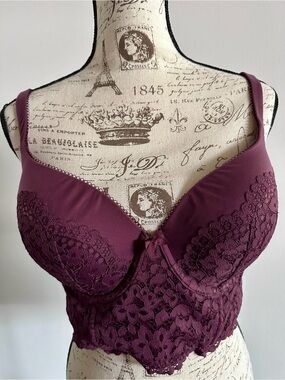 Women’s Lace Longline Bra — Plum